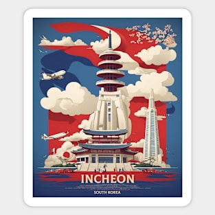 Incheon South Korea Starry Night Travel Tourism Retro Vintage Magnet